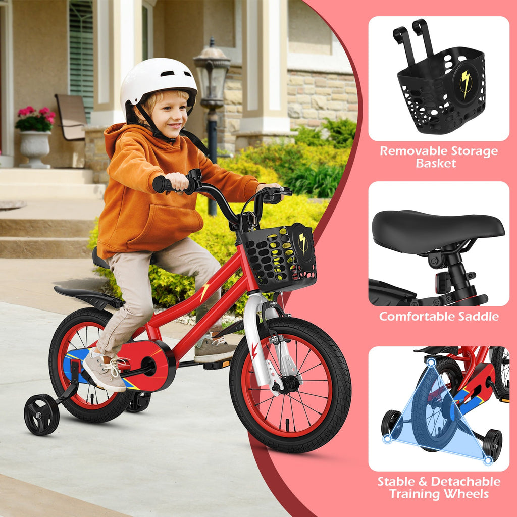 14 Inch Kids Bike Red with Pink Helmet Protective Set